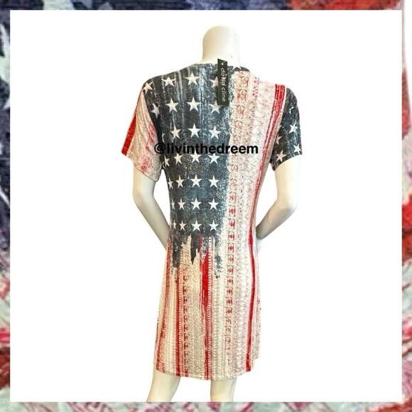 NWT David Cline V-Neck Short Sleeve T-Shirt Dress SZ Small Patriotic $119 - Picture 6 of 16